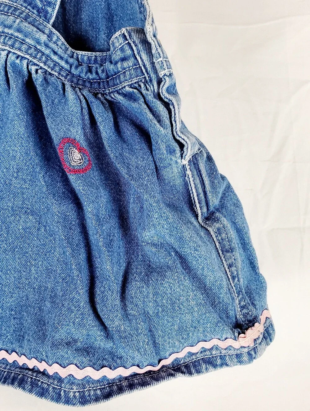 Vintage OshKosh‎ Floral Embroidered Denim Overall Dress